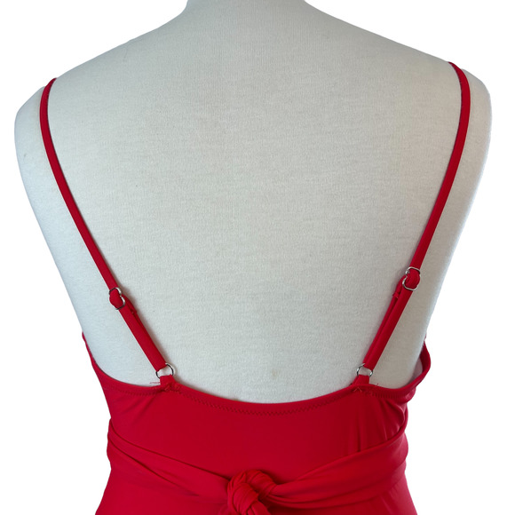 Women's Red Cutout Front Wrap One Piece Swimsuit Size Medium - Picture 6 of 9